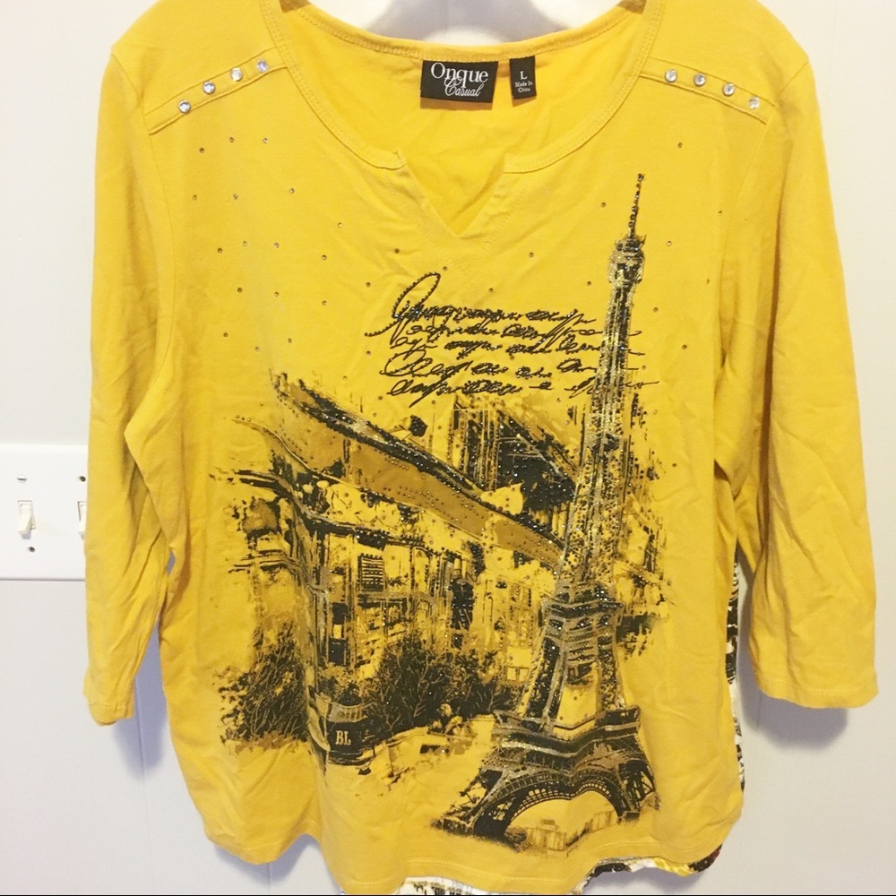 Onque Casual Paris with saying & Rhinestones